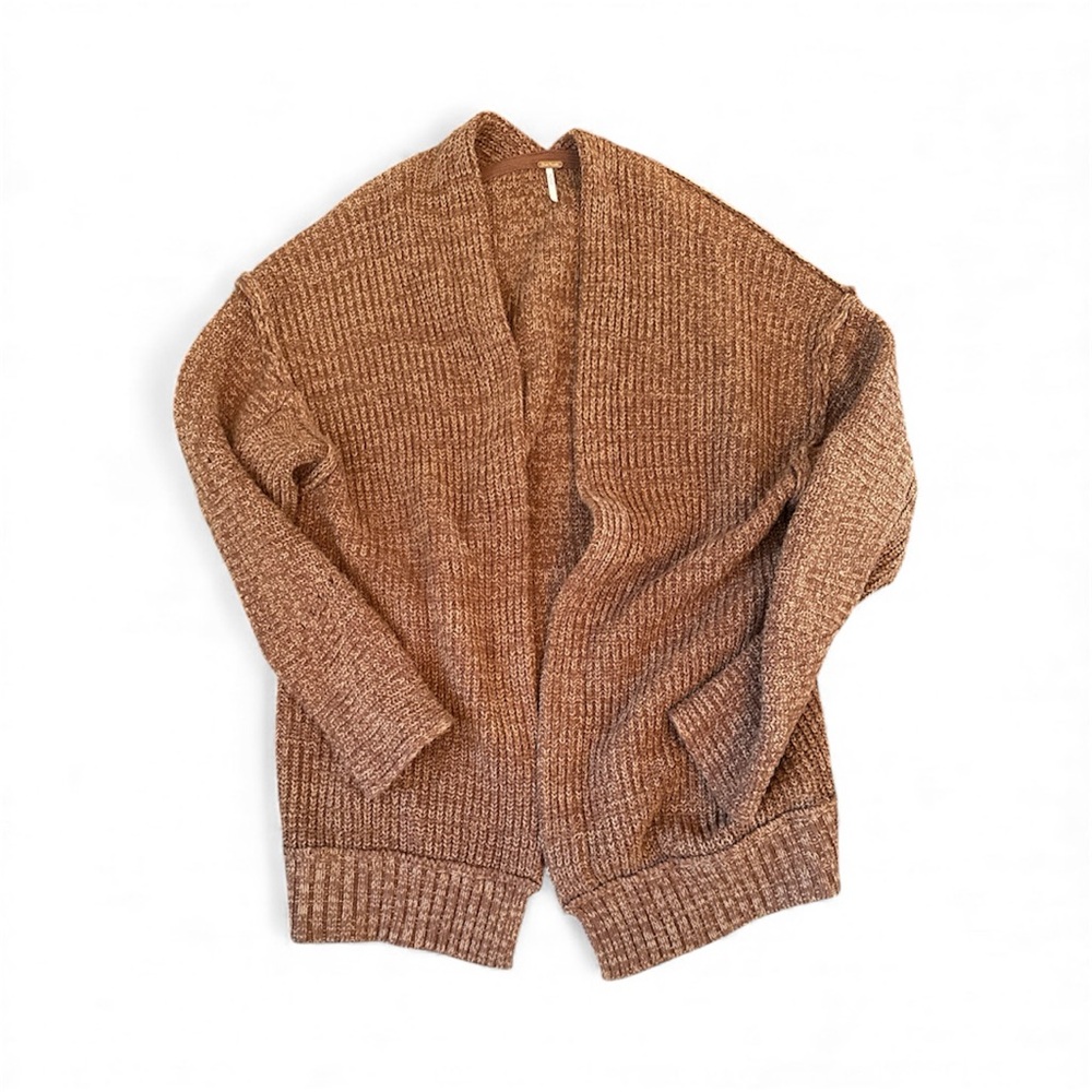 Free people Brown and tan Sweater chunky Cardigan size L